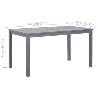 vidaXL Table de jardin Délavage gris 140x80x74 cm Bois d'acacia massif