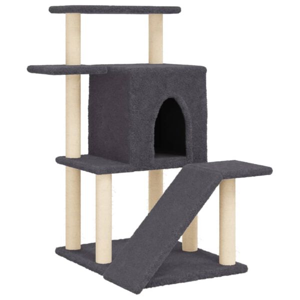 vidaXL Arbre à chat avec griffoirs en sisal gris foncé 97 cm
