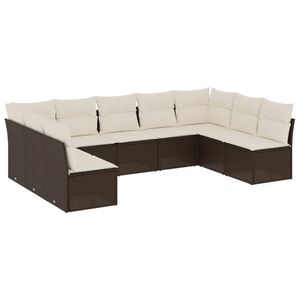 vidaXL Salon de jardin avec coussins 9 pcs marron r&eacute;sine tress&eacute;e