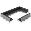 vidaXL Salon de jardin 13 pcs avec coussins R&eacute;sine tress&eacute;e Gris fonc&eacute;