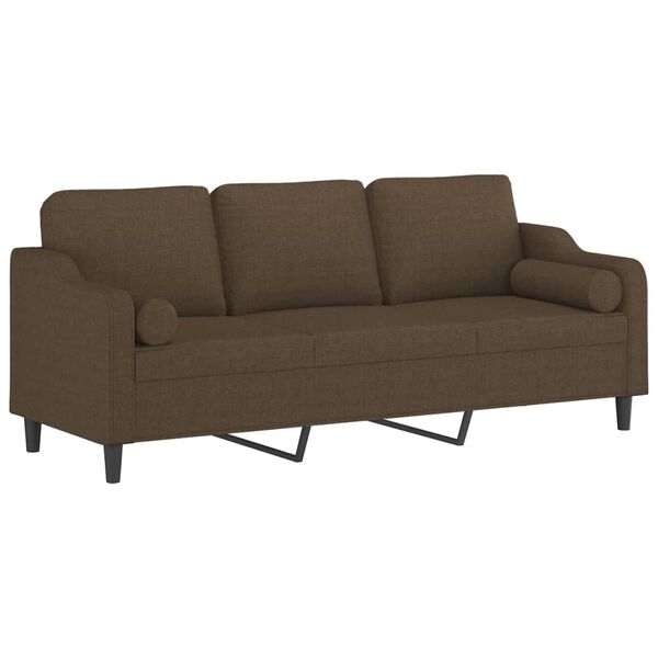 vidaXL Canap&eacute; 3 places et oreillers et coussins Marron 210 cm Tissu