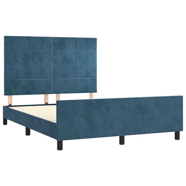 vidaXL Cadre de lit sans matelas bleu fonc&eacute; 140x200 cm velours