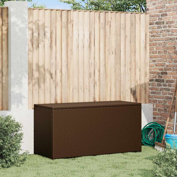 vidaXL Boîte de rangement de jardin marron 120x50x60 cm résine tressée