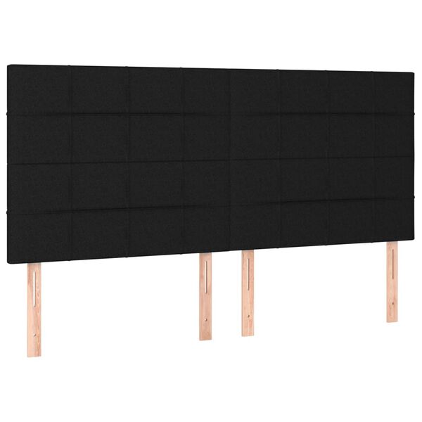 vidaXL T&ecirc;te de lit Noir 200x5x118/128 cm Tissu