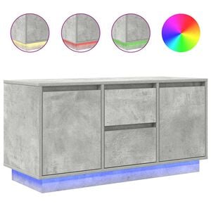 vidaXL Meuble TV avec lumi&egrave;res LED gris b&eacute;ton 100x41x50 cm