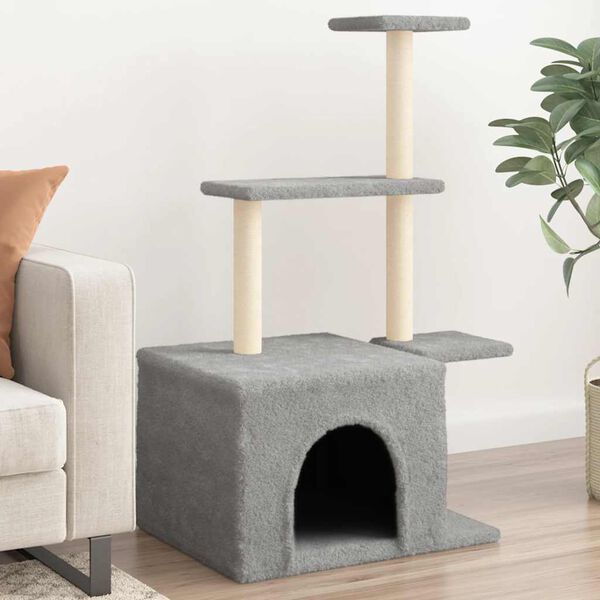 vidaXL Arbre &agrave; chat avec griffoirs en sisal gris clair 110 cm
