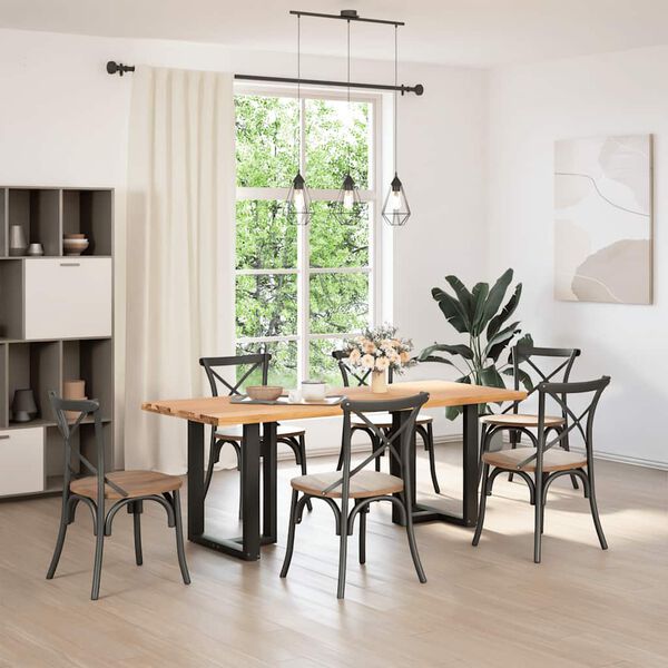 vidaXL Table &agrave; manger marron clair bois de ch&ecirc;ne massif rectangulaire