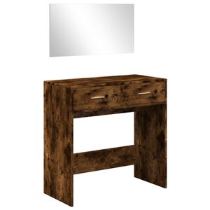 vidaXL Coiffeuse avec miroir ch&ecirc;ne fum&eacute; 80x39x80 cm