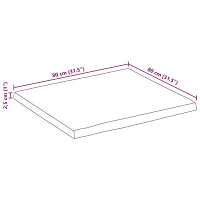 vidaXL Dessus de table 80x80x2,5 cm bord vivant bois massif manguier