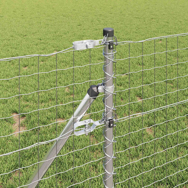 vidaXL Cl&ocirc;ture avec poteau Argent&eacute; 0,8 x 25 m Acier et PVC