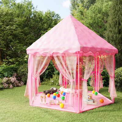 vidaXL Tente de jeu princesse avec 250 balles Rose 133x140 cm