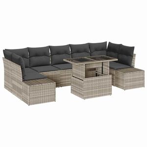 vidaXL Ensemble de Canap&eacute;s avec coussin 8 pcs Gris clair polyrotin