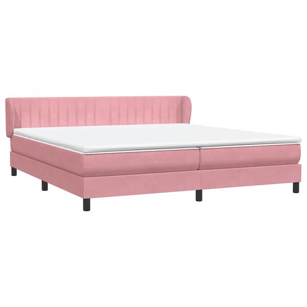 vidaXL Sommier &agrave; lattes de lit avec matelas rose 180x220 cm velours