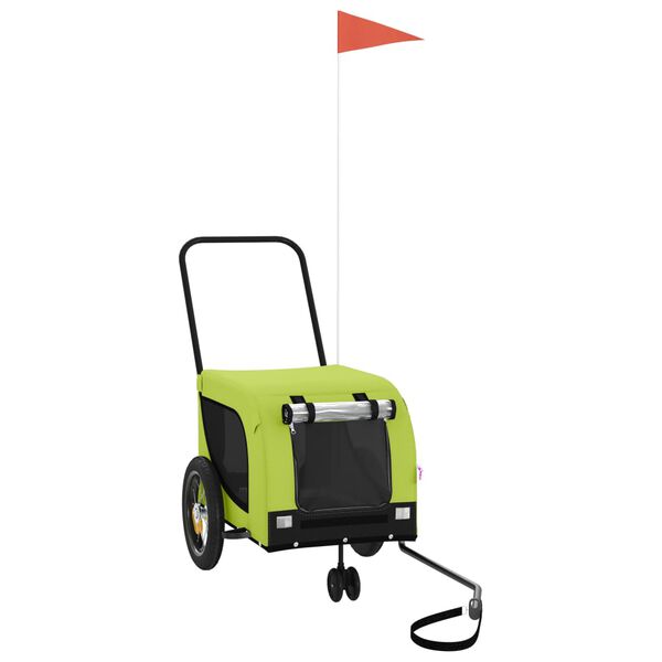 vidaXL Remorque de v&eacute;lo pour animaux de compagnie vert et noir