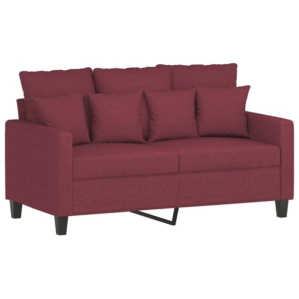 vidaXL Ensemble de canap&eacute;s 3 pcs avec coussins rouge bordeaux tissu