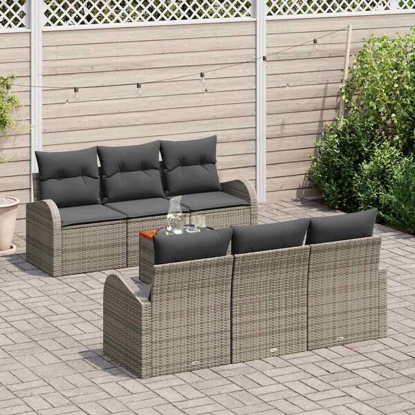 vidaXL Ensemble de canap&eacute; de jardin 7 pcs Gris