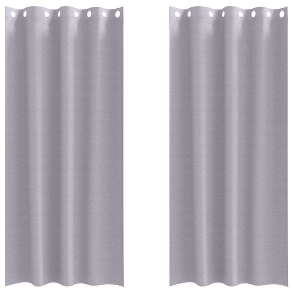 vidaXL Rideaux occultants avec anneaux 2 pcs Gris m&eacute;tal 245 x 140 cm