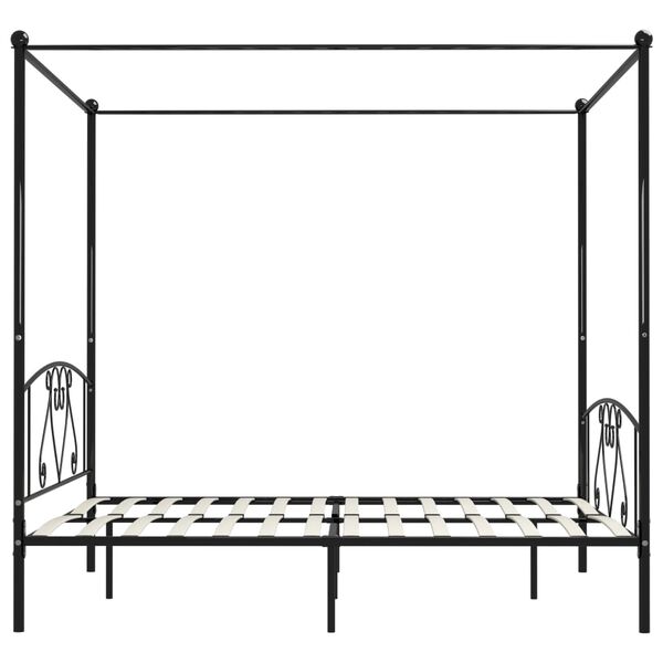 vidaXL Cadre de lit sans matelas avec baldaquin noir 200x200 cm m&eacute;tal