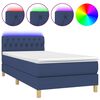 vidaXL Sommier &agrave; lattes de lit avec matelas et LED Bleu 90x200cm Tissu