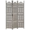 vidaXL Cloison de s&eacute;paration 3 panneaux Gris 120x165 cm Bois manguier
