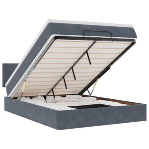vidaXL Cadre de lit ottoman avec matelas gris fonc&eacute; 140x190 cm velours