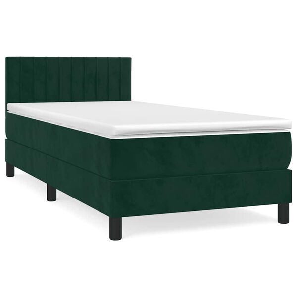 vidaXL Sommier &agrave; lattes de lit avec matelas Vert fonc&eacute; 90x190 cm