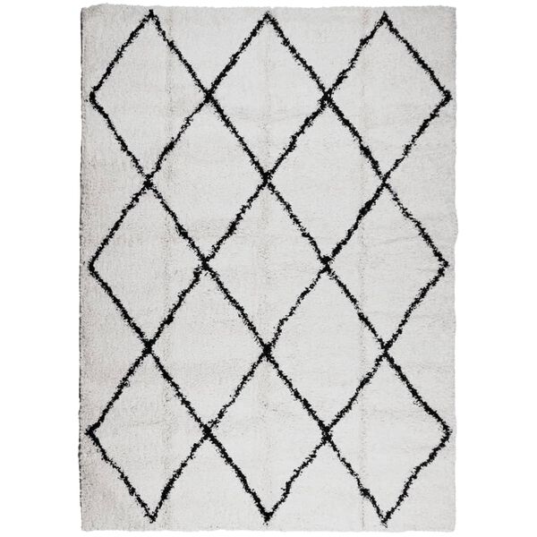 vidaXL Tapis shaggy &agrave; poils longs moderne cr&egrave;me et noir 200x280 cm