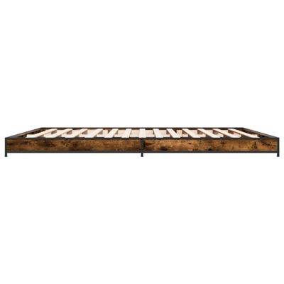 vidaXL Cadre de lit chêne fumé 200x200 cm bois d'ingénierie et métal