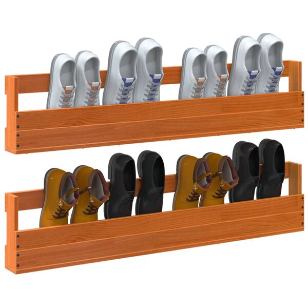 vidaXL &Eacute;tag&egrave;res &agrave; chaussures murales 2 pcs cire marron 110x8,5x23,5 cm