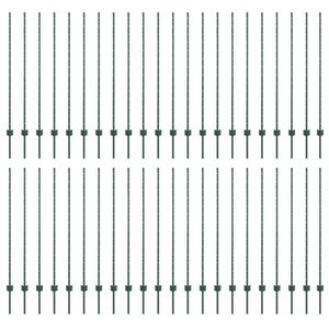 vidaXL Poteaux de clôture 44 pcs Vert 180 cm Acier