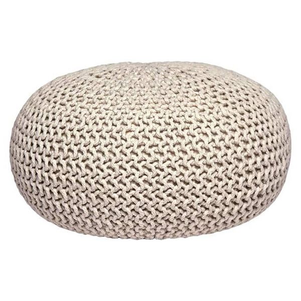LABEL51 Pouf tricot&eacute; Coton L Naturel