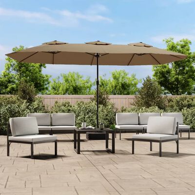 vidaXL Parasol de jardin à double tête avec LED taupe 449x245 cm