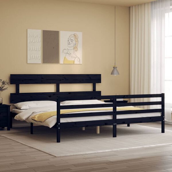 vidaXL Cadre de lit sans matelas noir 200x200 cm bois massif