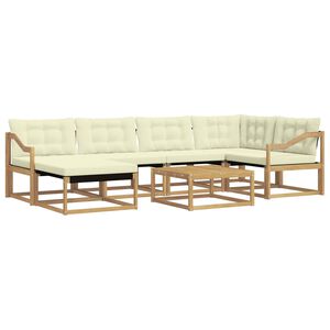 vidaXL Ensemble de canap&eacute;s d'ext&eacute;rieur 7 pc Blanc et cr&egrave;me