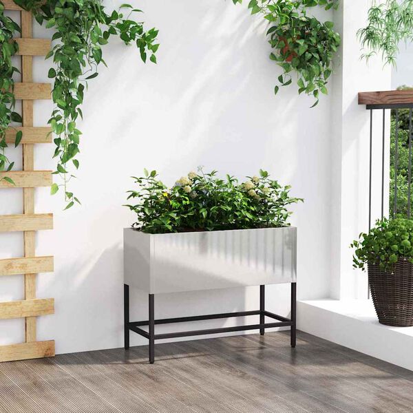 vidaXL Bac de jardin surélevé Argent 60 x 26 x 45 cm Acier inoxydable
