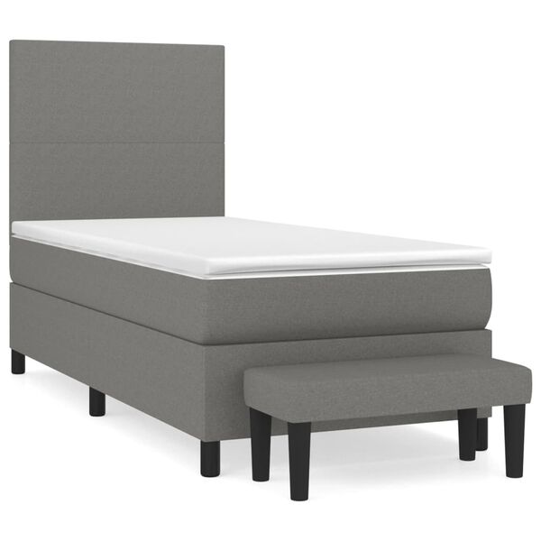 vidaXL Sommier &agrave; lattes de lit et matelas Gris fonc&eacute; 90x190 cm Tissu