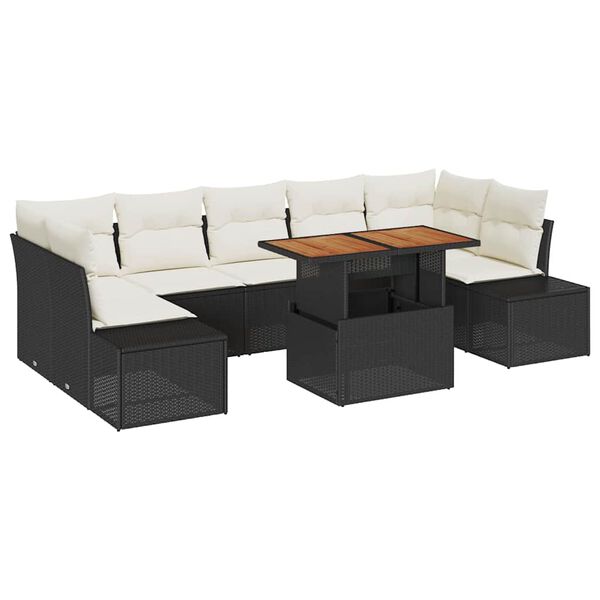 vidaXL Ensemble de salle &agrave; manger pour jardin 8 pcs Noir et Cr&egrave;me