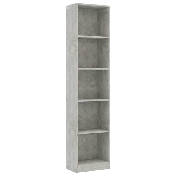 vidaXL Bibliothèque à 5 niveaux Gris béton 40x24x175cm Bois ingénierie