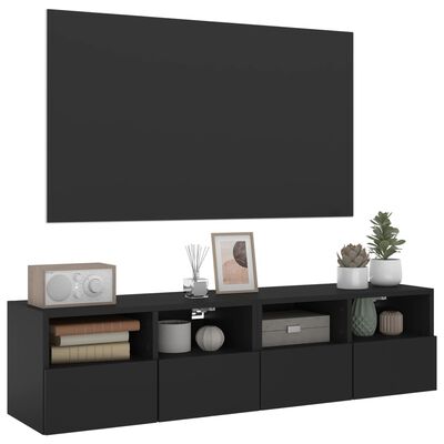 vidaXL Meubles TV muraux 2 pcs noir 60x30x30 cm bois d'ingénierie
