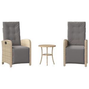 vidaXL Ensemble de bistro 3 pcs coussins m&eacute;lange beige r&eacute;sine tress&eacute;e