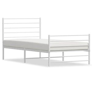 vidaXL Cadre de lit m&eacute;tal sans matelas et pied de lit blanc 100x200 cm