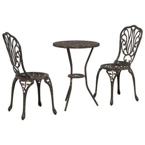 vidaXL Ensemble bistro de jardin 3 pc Bronze Aluminium