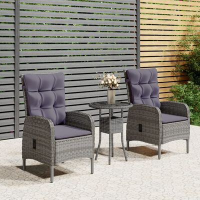 vidaXL Ensemble de bistro de jardin 3 pcs Résine tressée Gris