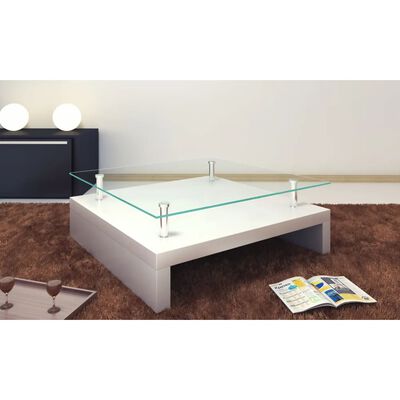 vidaXL Table basse avec dessus de table en verre Blanc