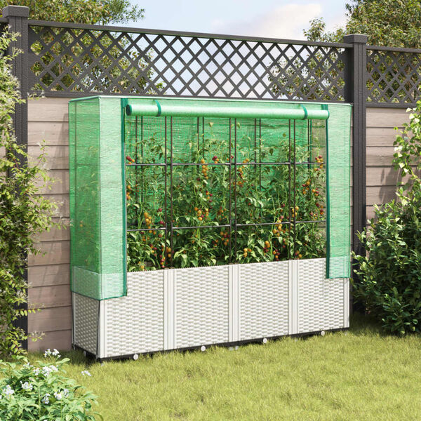 vidaXL Jardinière surélevée avec housse aspect rotin 160x40x153 cm