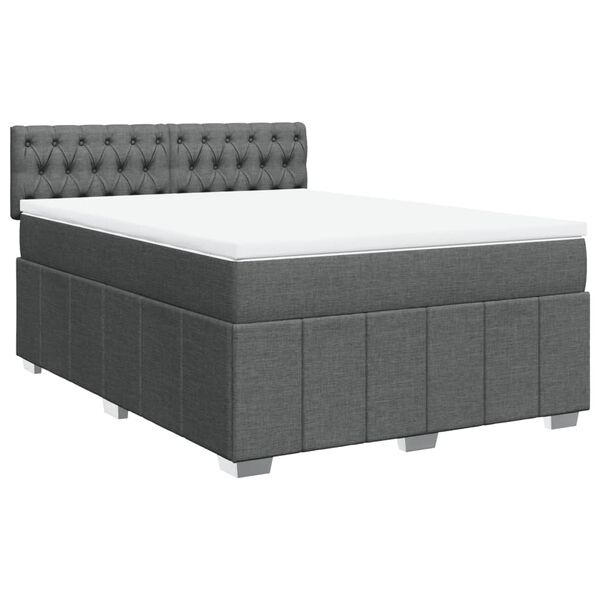 vidaXL Sommier &agrave; lattes de lit avec matelas Gris fonc&eacute; 160x200cm Tissu