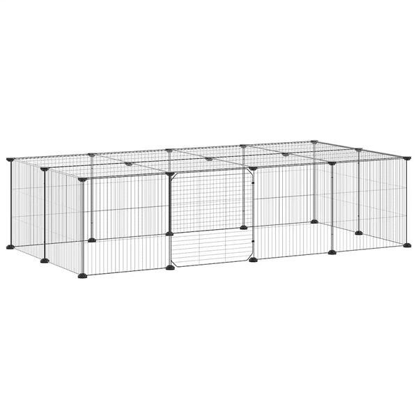 vidaXL Cage animaux de compagnie à 20 panneaux et porte Noir 35x35 cm
