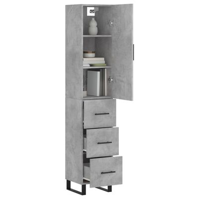 vidaXL Buffet haut Gris béton 34,5x34x180 cm Bois d'ingénierie