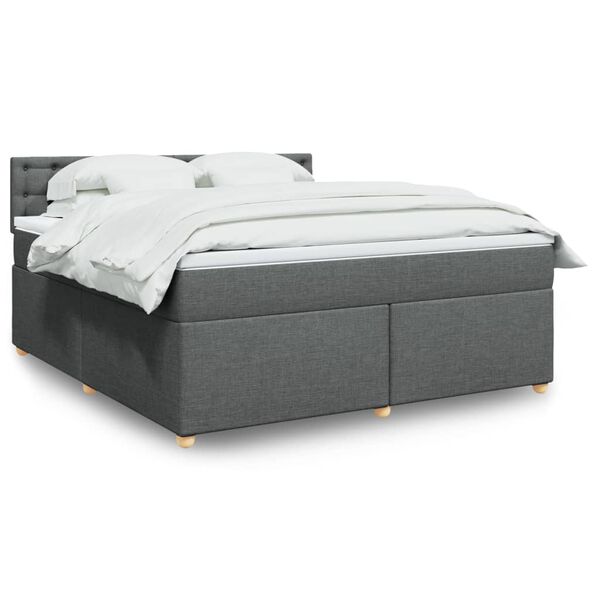 vidaXL Sommier à lattes de lit avec matelas Gris foncé 180x200cm Tissu