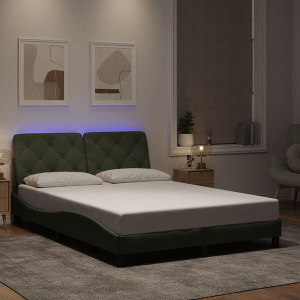 vidaXL Cadre de lit avec LED sans matelas gris clair 140x190cm velours